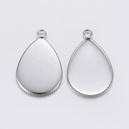 Tarnish Resistant 304 Stainless Steel Pendant Cabochon Settings X-STAS-P198-14A-1