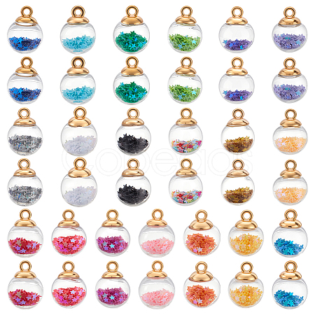 114Pcs 19 Colors Transparent Glass Pendants GLAA-ME0001-32-1