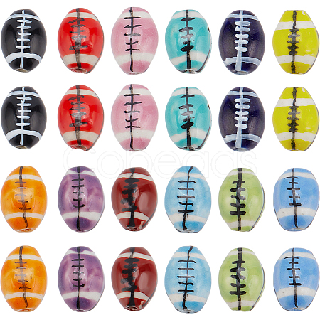 24Pcs 12 Colors Handmade Porcelain Beads Strands PORC-PH0001-42-1