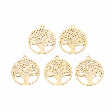 Rack Plating 201 Stainless Steel Filigree Pendants STAS-T057-49G-1