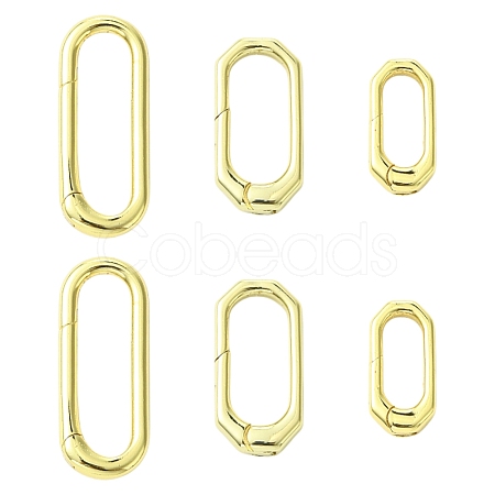 6Pcs 3 Styles Brass Spring Gate Rings KK-CJ0004-29-1