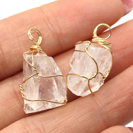Raw Rough Natural Quartz Crystal Pendants FIND-PW0020-04D-1