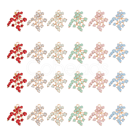24Pcs 6 Colors Golden Tone Alloy Rhinestone Pendants FIND-AR0002-95-1
