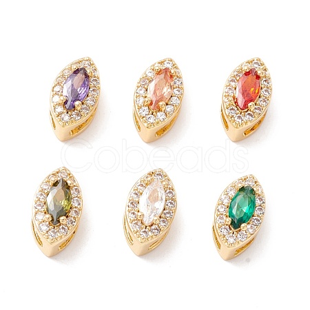 Rack Plating Brass Micro Pave Cubic Zirconia Beads KK-D073-02G-NR-1