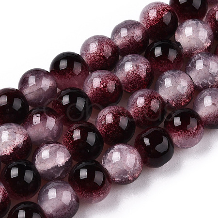 Crackle Baking Paint Imitation Jade Glass Beads Strands DGLA-T003-8mm-14-1