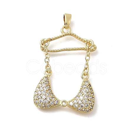 Brass Micro Pave Cubic Zirconia Charms KK-P336-03B-G-1