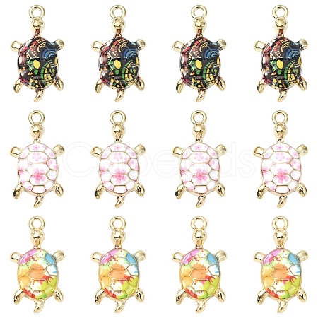 12Pcs 3 Colors Alloy Enamel Pendants ENAM-YW0005-80-1