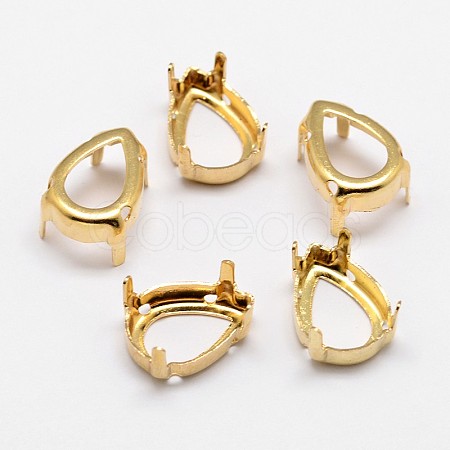 Flat Teardrop Brass Sew on Prong Settings KK-N0084-02G-10x14-1