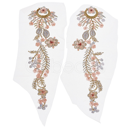 1 Pair Flower Polyester Embroider Thread Iron on/Sew On Patches PATC-FG0003-50-1