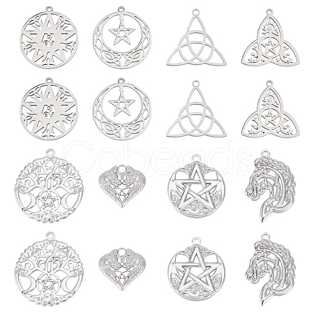 DIY 16Pcs 8 Style Rack Plating 304 Stainless Steel Pendants STAS-SC0004-81-1