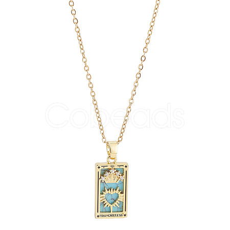 Brass with Cubic Zirconia Pendants Necklaces NJEW-LP0001-45F-G-1
