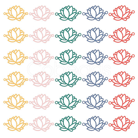50Pcs 5 Colors Spray Painted 201 Stainless Steel Connector Charms STAS-DC0007-98-1