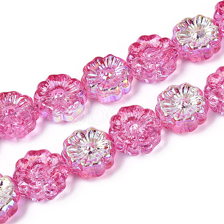 Electroplate Transparent Glass Beads Strands EGLA-N055-01D-1