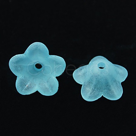 Dyed Chunky Turquoise Transparent Frosted Flower Acrylic Beads X-PL560-9-1