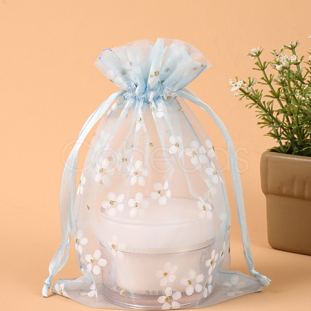 Rectangle Organza Drawstring Bags X-CON-PW0001-062A-03-1