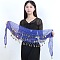 72 Coin Sequins Gauze Belly Dance Waist Belt, Golden, Dark Blue, 1400mm