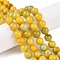 Dyed Natural White Jade Beads Strands, Two Tone, Round, Gold, 10x10mm, Hole: 1mm, about 38~39pcs/strand, 14.96~15.6''(38~39cm)