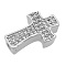 Brass Micro Pave Clear Cubic Zirconia Beads, Cross, Platinum, 14x9x4mm, Hole: 1.2mm, 3pcs/bag