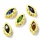 Sew on Rhinestone, Glass Rhinestone, with Brass Findings, Garments Accessories, Horse Eye, Mixed Color, Yellow, 12.5x7.5x5mm, Hole: 0.8mm