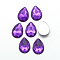 Acrylic Rhinestone Flat Back Cabochons, Faceted, Bottom Silver Plated, teardrop, Dark Violet, 14x10x3.5mm