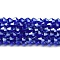 Transparent Electroplate Glass Beads Strands, Pearl Luster Plated, Faceted, Bicone, Dark Blue, 2.9~3.3x2.5mm, Hole: 0.7mm, about 145~150pcs/strand, 41.5~42cm