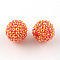 AB-Color Resin Rhinestone Beads, with Acrylic Round Beads Inside, for Bubblegum Jewelry, Tomato, 22x20mm, Hole: 2~2.5mm