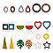 Beadthoven 120Pcs 20 Style Painted Wood Pendants/Links/Cabochons/Bead, Mixed Shapes, Mixed Color, 6pcs/style