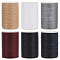 Olycraft 6 Rolls 6 Colors Round Waxed Polyester Thread String, Micro Macrame Cord, Twisted Cord, for Leather Sewing Stitching, Mixed Color, 0.3~0.4mm, about 174.97 yards(160m)/roll, 1 roll/color