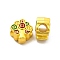 Rack Plating Alloy Enamel European Beads, Large Hole Beads, Tree with Coin, Matte Gold Color, 11x11x7mm, Hole: 4mm