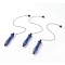 Natural Lapis Lazuli Pointed Dowsing Pendulums, with Brass Cable Chains, Bullet, 238~255mm, Hole: 2.5mm, Pendants: 53x12mm