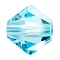 Preciosa&reg Crystal Beads, Czech Crystal, Bicone(451 69 302 Rondelle), 60000 Aquamarine, 3mm, Hole: 0.8mm