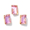 Glass Rhinestone Cabochons, Point Back & Back Plated, Faceted, Rectangle, Fuchsia, 6x4x2.5mm