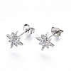 Brass Micro Pave Clear Cubic Zirconia Stud Earrings X-EJEW-T046-28P-NF-1
