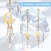 2Pcs 2 Styles Alloy Moon with Yoga Charm Pendant Decorations HJEW-DC00115-2