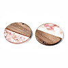 Transparent Resin & Walnut Wood Pendants X-RESI-T035-24-A01-3