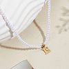 Imitation Pearl with Stainless Steel Pendants Necklaces NJEW-LP0001-51E-G-3
