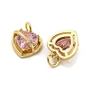 Brass Micro Pave Pink Cubic Zirconia Pendants KK-G490-31A-G-2