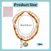 Dyed Natural Freshwater Shell Chip & Transparent Frosted Glass Nuggets Beaded Brass Shell Shaped Pendant Double Layer Necklaces NJEW-OC00005-2