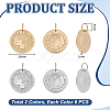 12Pcs 2 Colors 304 Stainless Steel Coin Pendants STAS-UN0064-48-2