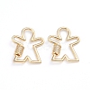 Brass Micro Pave Clear Cubic Zirconia Screw Carabiner Lock Charms ZIRC-I041-10G-1