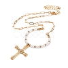 Alloy Rhinestone Pendant Necklaces for Women NJEW-U013-10G-02-2