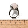 Natural Rose Quartz Wings Adjustable Rings RJEW-K241-04AS-13-5