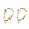 Brass Micro Pave Clear Cubic Zirconia Stud Earring Findings LS-KK-T062-48G-NF-1