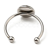 Tarnish Resistant 304 Stainless Steel Open Cuff Ring Findings STAS-H215-01A-P-3