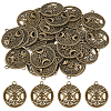 40Pcs Tibetan Style Hollow Alloy Pendants TIBEP-FH0001-29AB-1