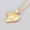 Valentine's Day Brass Textured Heart Pendant Cable Chain Necklaces for Women NJEW-WH0020-86D-1