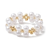 Round Acrylic Imitation Pearl & Seed Beads Stretch Rings for Women RJEW-JR00721-4