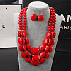 Bohemian Style Acrylic Faceted Rectangle Beaded Multilayer Necklaces & Dangle Earrings Sets WG4F927-01-1
