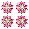 4Pcs Alloy & Glass & Rhinestone Shank Buttons BUTT-FG0001-63C-1