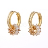 Brass Micro Pave Clear Cubic Zirconia Huggie Hoop Earrings EJEW-JE04451-01-1